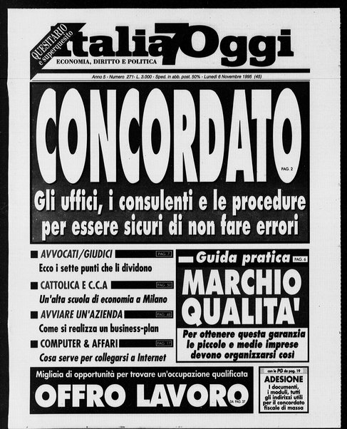 Italia oggi : quotidiano di economia finanza e politica